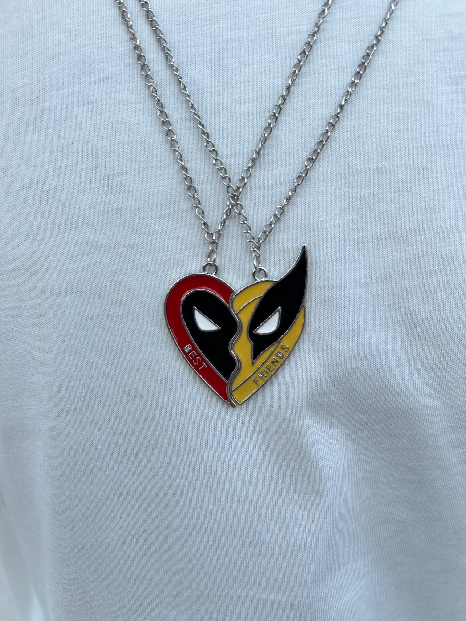 VYIBPDY Set di 2 Regalo Migliore Amica Ciondolo,per Coppia Marvel Deadpool Wolverine Best Friends Heart Bracciali