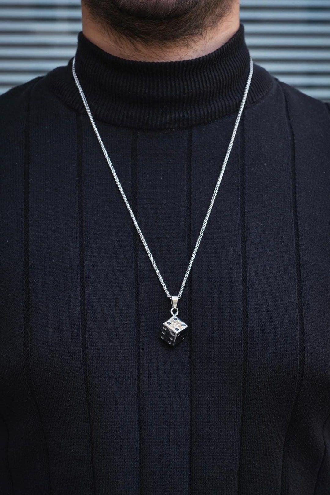 Dice Necklace: Silver Plated Metal Anchor Chain - Etsy