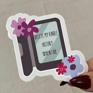 Delete My Kindle Geschichts-Vinyl-Aufkleber - trendiger Buchliebhaber-Aufkleber - niedliche Ästhetik für Leser, Laptops, Zeitschriften und Wasserflaschen