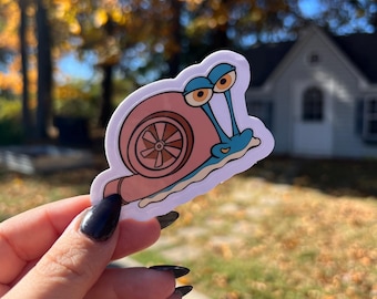 Turbo Snail Gary Snail Water Resistant Sticker, Sponge Bob Inspired Turbo, Tool Box, Phone Case, Notebook, Tumbler, Laptop Sticker