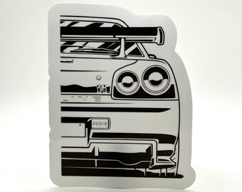 Nissan Skyline R34 Water Resistant Sticker, Car Sticker, Car Outline, Tool Box, Phone Case, Notebook, Tumbler, Laptop Sticker