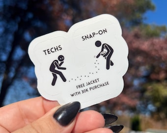 Auto Techs & Snap On Funny Sticker Water Resistant Sticker, Tool Box, Phone Case, Notebook, Tumbler, Laptop Sticker Gift for Guys, Car lover