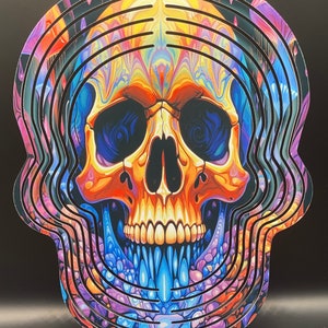 Skull wind spinner custom design 7.5" x 10"