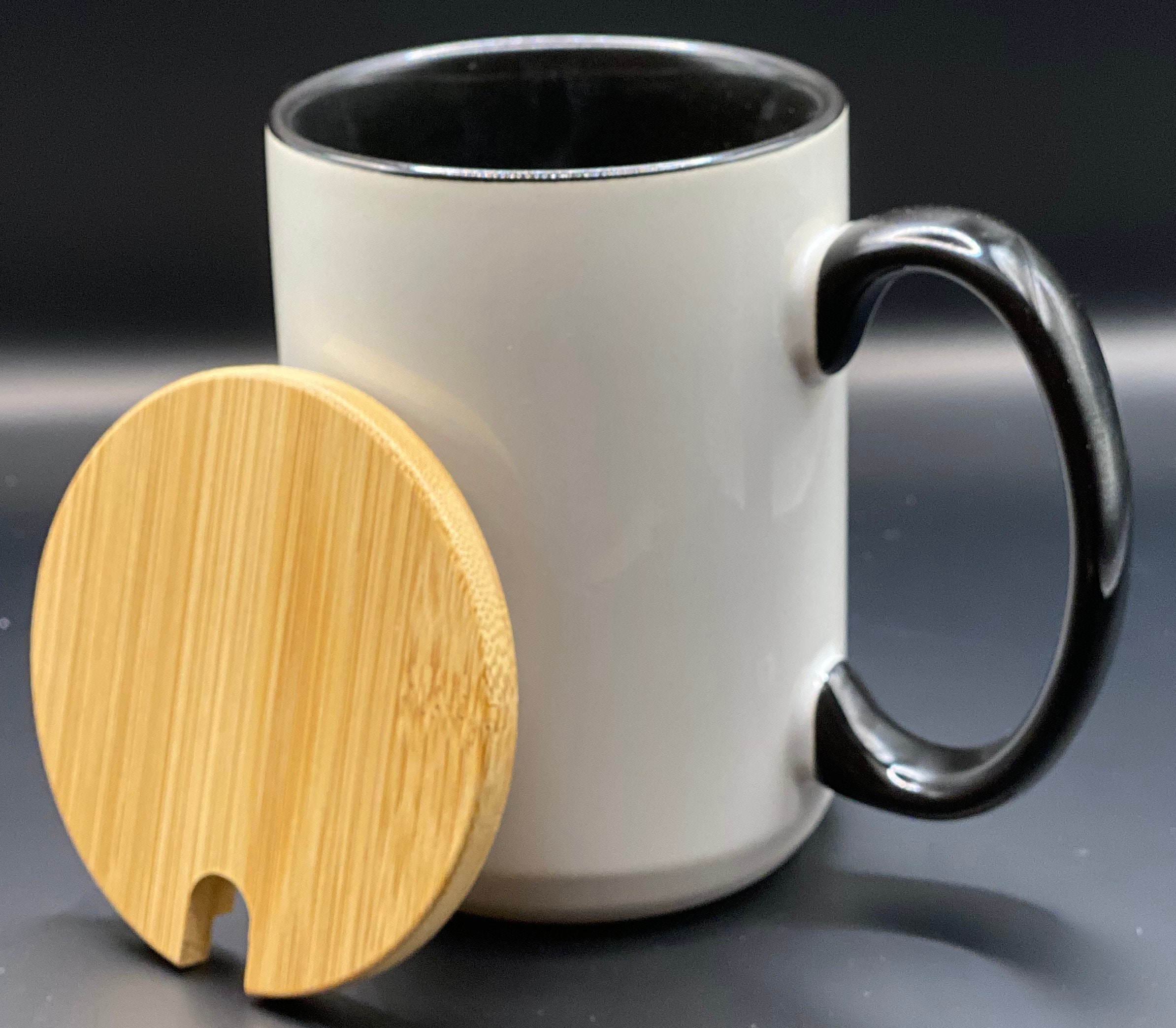 BLANK SUBLIMATION MUGS, 11 Oz Ceramic Mug, Mug With Bamboo Lid