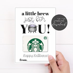 Printable Halloween Gift Card Holder, Teacher Halloween Gift Card Holder, Halloween Coffee Gift Card Holder, A Little Brew For You Gift Card