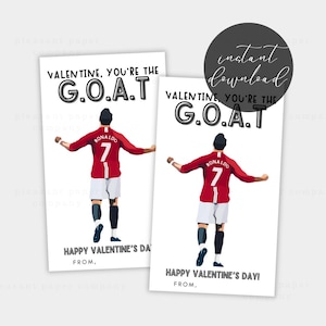 Valentinstag Karte, Valentinstag Karte, Fußball Karte, Ronaldo, Sofort Download, Klassenzimmer Valentinstag Karte, Sport Karte