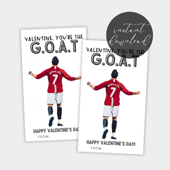 Printable Valentine Card, Vday Card, Soccer Valentines Day Card, Ronaldo, Instant Download, Classroom Valentines, Sports Card