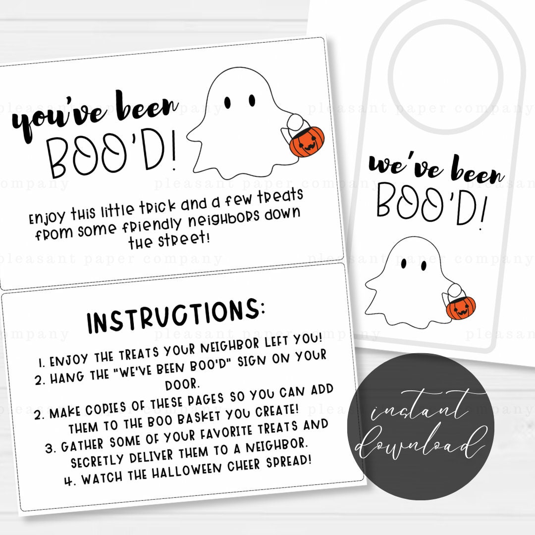Neighbor Boo Basket Printable, You've Been Boo'd Printable, You've