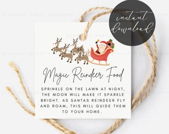 Printable Magic Reindeer Food Label Tag, Christmas Gift Tag, Reindeer Food Label, Kids Christmas Printable, Classroom Christmas Printable