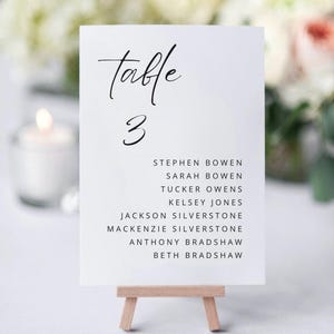 Número de mesa editável para impressão, Número de mesa minimalista para casamento, Modelo de gráfico de assentos para casamento moderno, Números de mesa para casamento, Canva