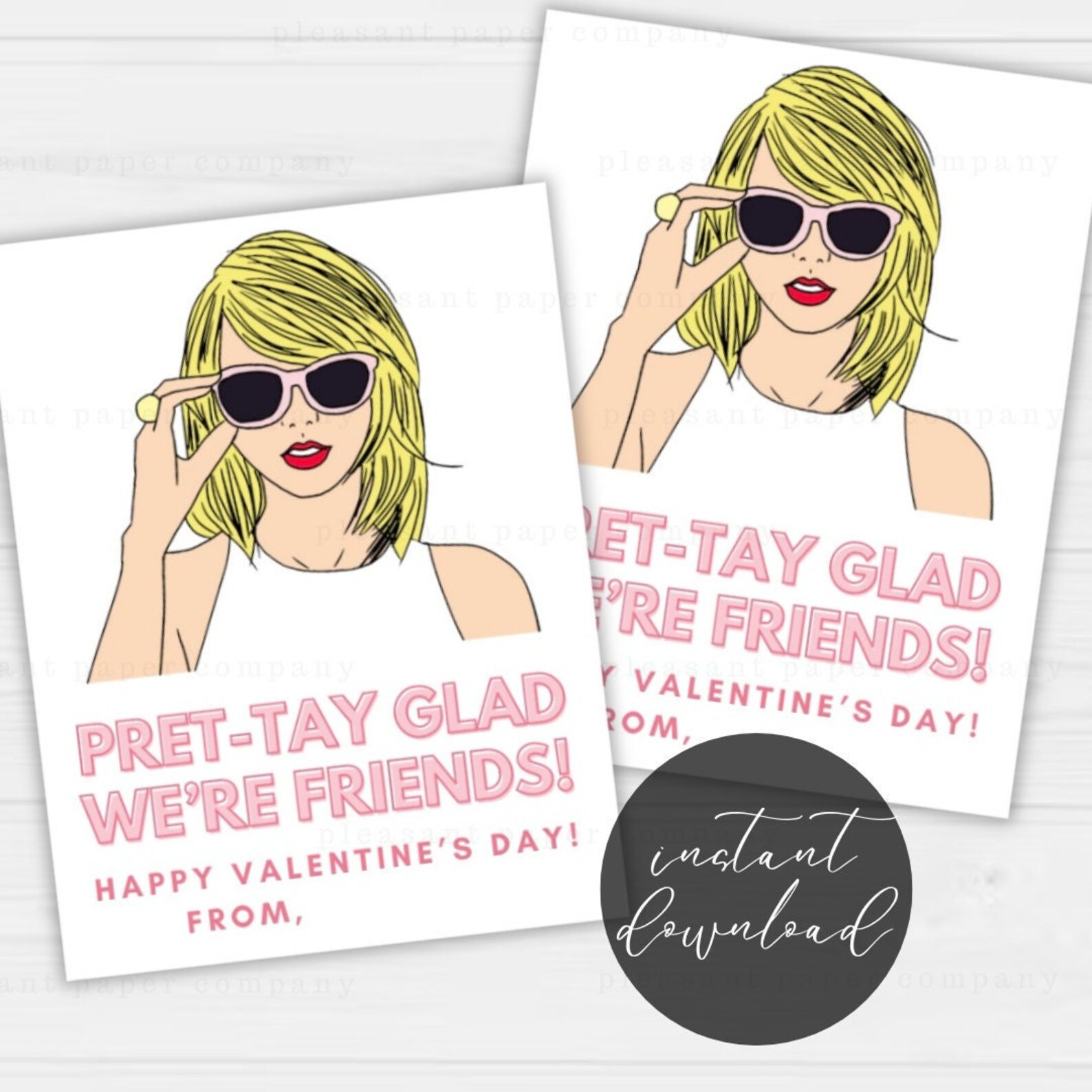 Printable Personalized Taylor Swift Valentines Day Card, Girly ...