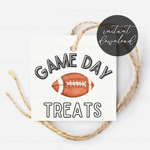Football Game Day Treats Tag, Pre-Game Treat Tag, Post-Game Snack, Football Tag, Kids Sports, Little League Football Printable