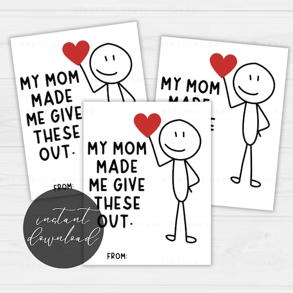Kids Funny Valentine Cards, Boy Funny Valentine's Day Card, Printable Classroom Valentines, Digital Valentine, School Valentines