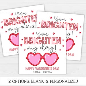 Carte de Saint-Valentin imprimable coeur lunettes de soleil, carte personnalisée de lunettes de soleil coeur, classe Saint-Valentin imprimable, carte de Saint-Valentin enfants