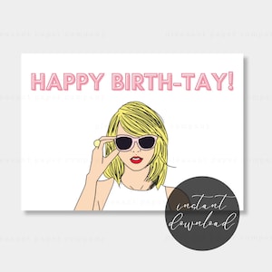 Printable Birthday Card, Girly Birthday Card, Swiftie Birthday Card, Eras Birthday Card, Swiftie Inspired Birthday Card, Instant