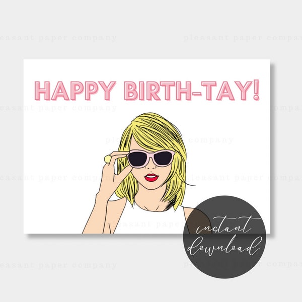 Printable Birthday Card, Girly Birthday Card, Swiftie Birthday Card, Eras Birthday Card, Taylor Swift Inspired Birthday Card, Instant