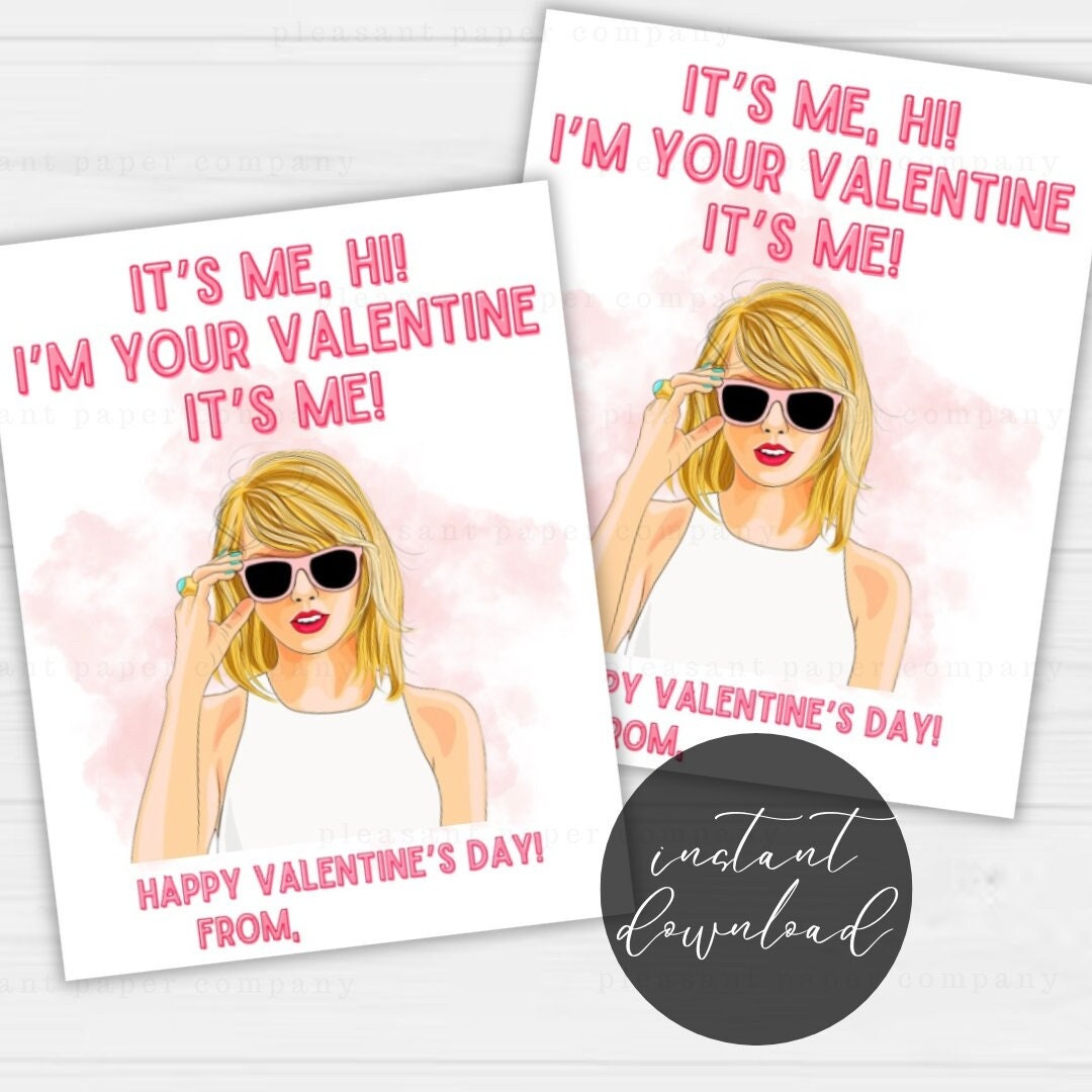 Printable Personalized Taylor Swift Valentines Day Card, Girly ...