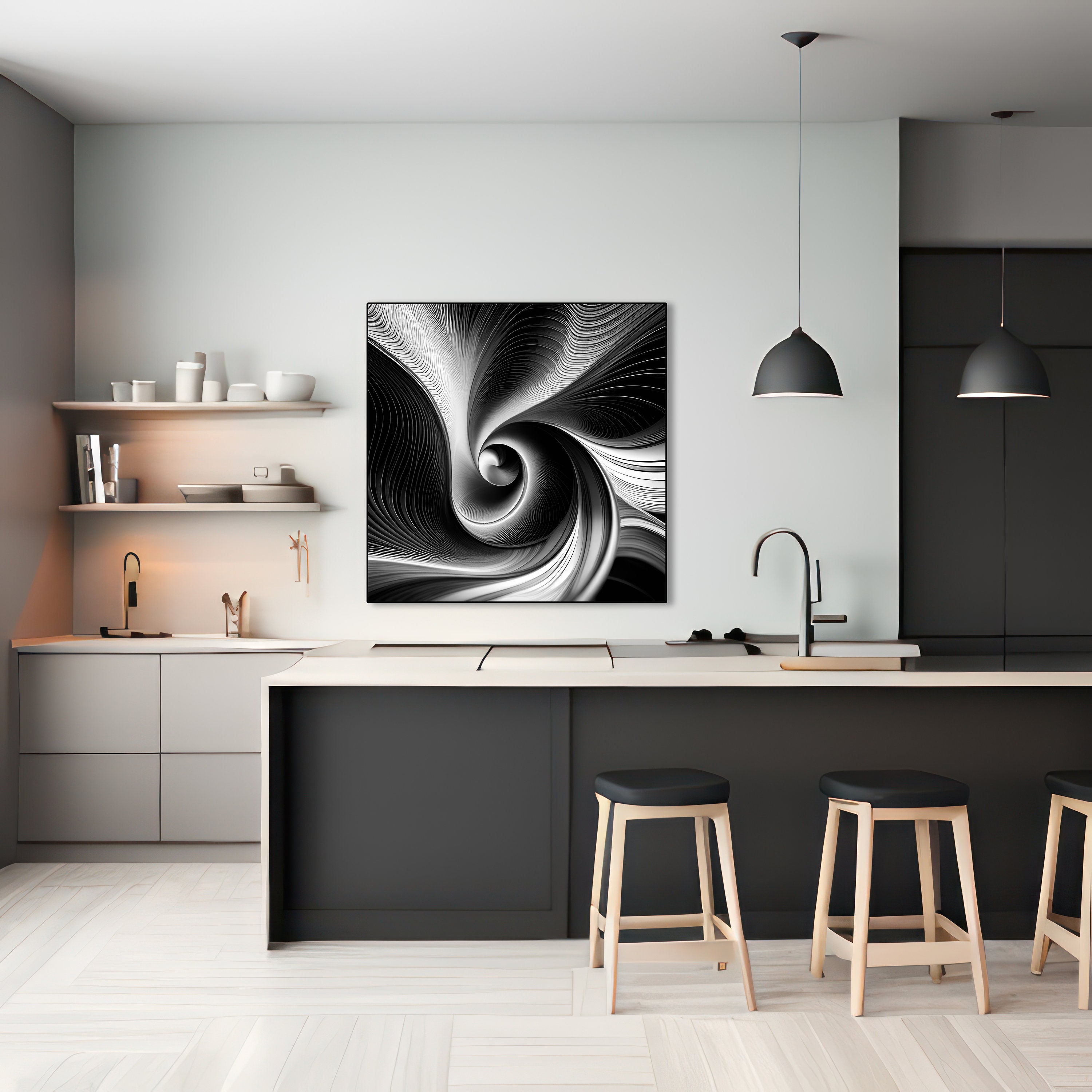 Black and White Wall Art, Macrophotography Style With Intricate