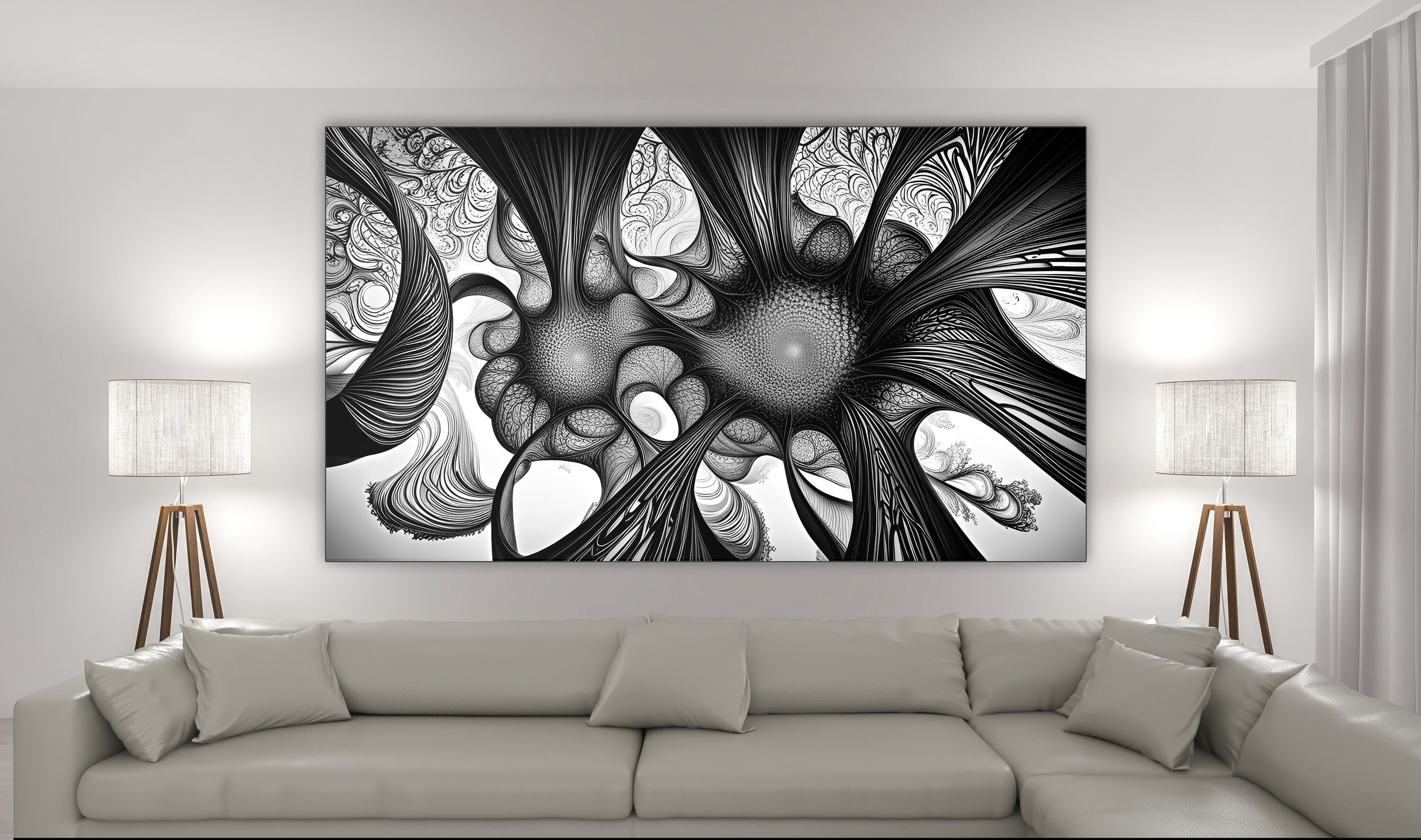 Black and White wall art, abstract print wall art. Modern math art, digital downloads, math prints, home décor, Undecidability Hypothesis.