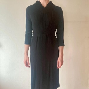 Beautifully Constructed Vintage 1950s Black Cocktail Dress