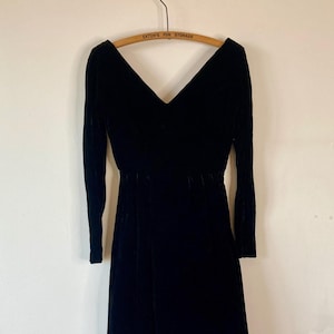1950s Black Velvet Evening Dress with 3/4 Length Sleeves