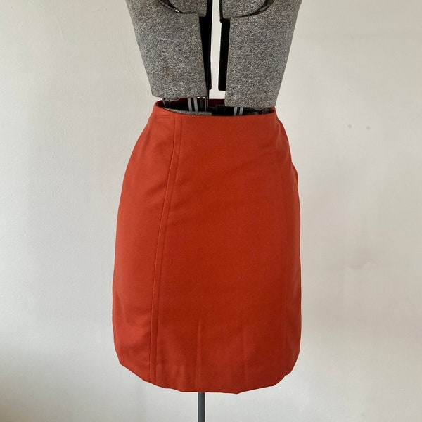 Mini jupe vintage en laine orange brûlée