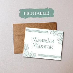 Printable Card - Ramadan Mubarak, Minimalist A2 Card, Instant Download, Ink-Saving Design, Easy Print & Cut, Aesthetic, 4.25x5.5, Sage Green