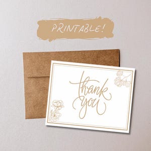 Printable Card - Thank You, Minimalist, A2 Size, Easy to Print + Cut, Ink Friendly Design, Instant Download, Aesthetic, 4.25x5.5 inch