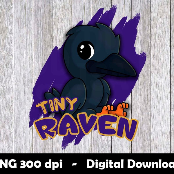 Raven Png, tiny football mascot PNG for sublimation, kawaii sport mascot design, tiny raven t-shirt design for kids, instant download