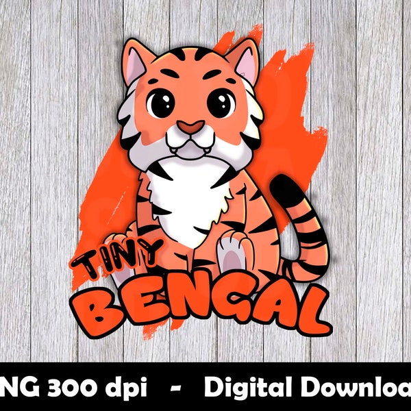 Bengal Png, tiny football mascot PNG for sublimation, kawaii sport mascot design, tiny bengal t-shirt design for kids, instant download