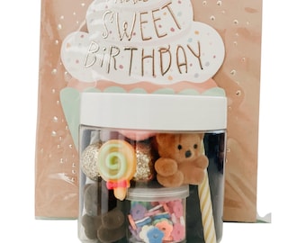Happy Birthday Playdough Jar, Celebrarion Playdough Gift, Teddy Bear Party Favor