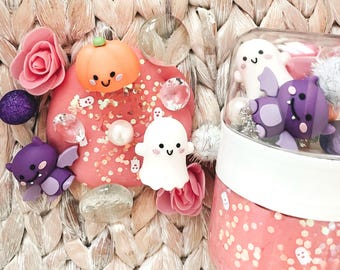 Halloween Cutesy Playdough Jar, Double Playdough Jar On the Go, Halloween Kids Gift, Cute Ghost Bat and Pumpkin