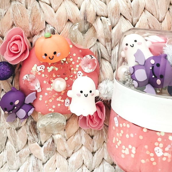 Halloween Cutesy Playdough Jar, Double Playdough Jar On the Go, Halloween Kids Gift, Cute Ghost Bat and Pumpkin