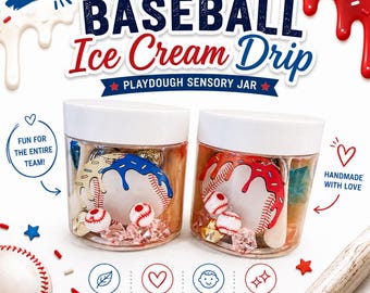 Baseball Ice Cream DRIP Playdough Jar