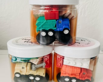 Trucks Playdough Jar, Builder Playdough, Road Work Playdough, Construction Boys Party