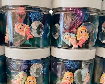 Mermaid Playdough Jar, Mermaid Party Favor, Under the Sea Playdough Jar