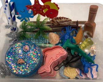 Ocean Life Playdough Kit, Ocean Theme Playdough Box, Ocean Animals Play Dough, Beach Trip