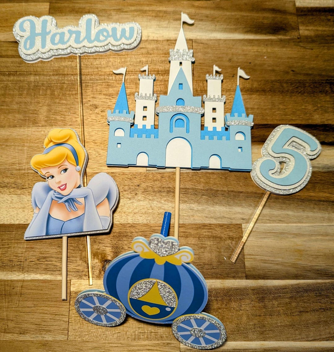 Princess Cake Topper Cinderella Birthday Cake Topper 3D Cake Topper ...
