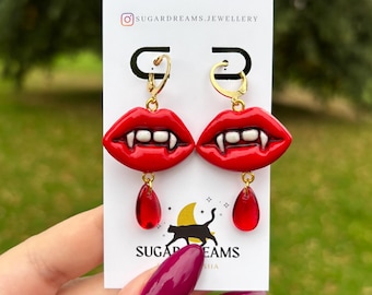 Vampire Blood Drop Earrings, Gothic Horror Jewelry, Stainless Steel