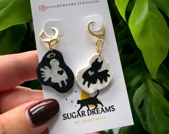 Ineffable Husbands Earrings - Handmade Good Omens Jewelry with Crowley and Aziraphale