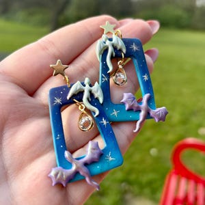Handmade Flying Dragon Earrings: Polymer Clay Fantasy Jewelry