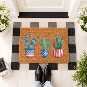 Cactus in Pot Doormat, Southwestern Garden Welcome Mat, Desert Housewarming Gift, Funny Plant Lover Entryway Decor