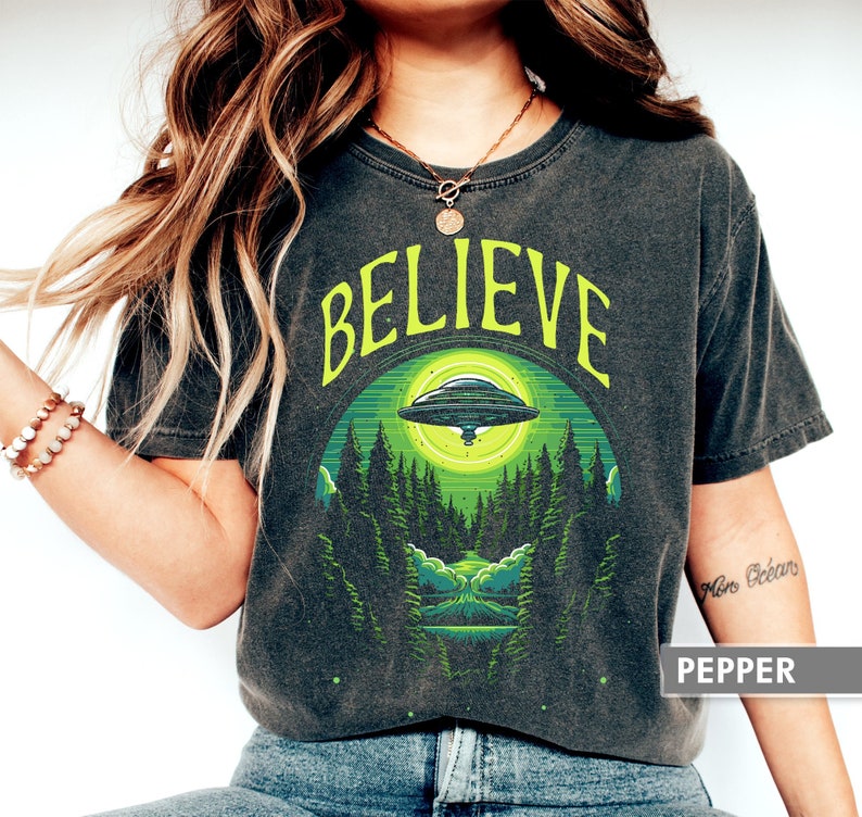 Comfort Colors® UFO Shirt Space Shirt Believe Shirt Flying Saucer Shirt Area 51 Shirt Space Shirt Astronomy Shirt Alien Shirt image 1