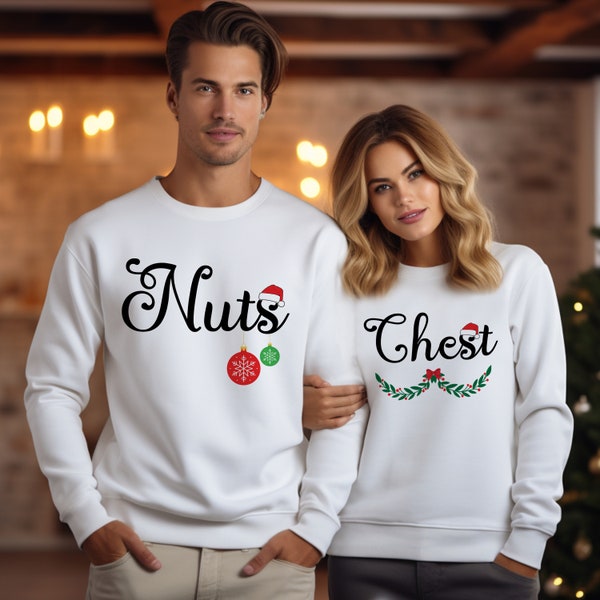 Nuts Chest Sweatshirt, Christmas Couple Sweatshirt, Christmas Matching Sweatshirt, Chest Nuts Matching Sweater, Couple Matching Sweatshirt