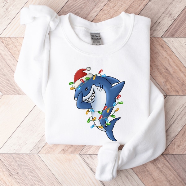 Shark Sweatshirt, Christmas Shark Sweatshirt, Christmas Sweatshirt, Shark Lover Sweatshirt, Christmas Gift, Shark Lover Gift, Shark Sweater