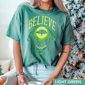 Comfort Colors® UFO Shirt Space Shirt Believe Shirt Flying Saucer Shirt Area 51 Shirt Space Shirt Astronomy Shirt Alien Shirt image 6