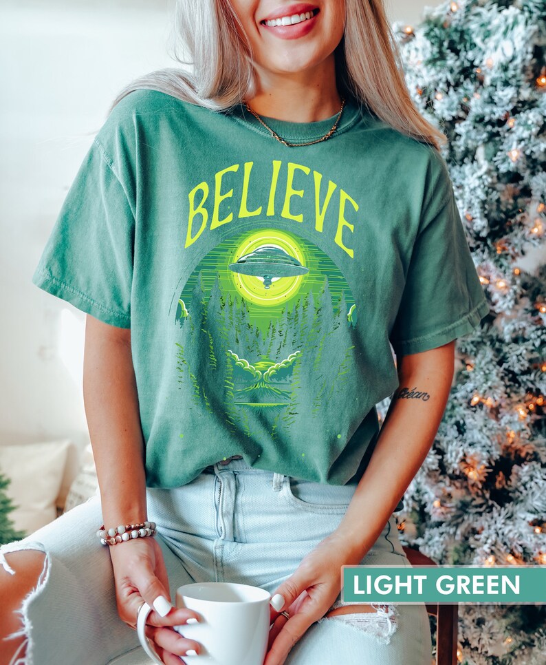 Comfort Colors® UFO Shirt Space Shirt Believe Shirt Flying Saucer Shirt Area 51 Shirt Space Shirt Astronomy Shirt Alien Shirt image 6