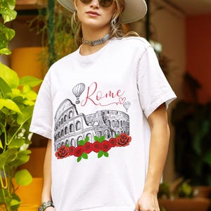 Camisa coliseo de Roma, Camiseta de Roma para regalar, polera recuerdo de Roma, camisa romantica de Italia -Roma, Blusa maravilla del mundo