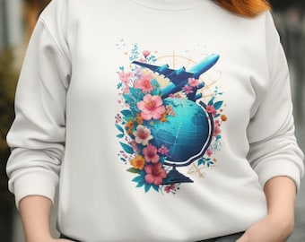 Floral Globe Short Sleeve Graphic Tee | Spring Travel Shirt for Explorers | Botanical World Map Top | Wanderlust Gift for Women Her