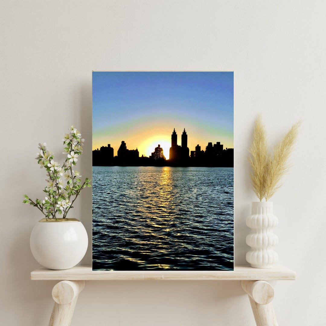 New York City Skyline Canvas Wall Art | Sunset View Central Park Decor ...